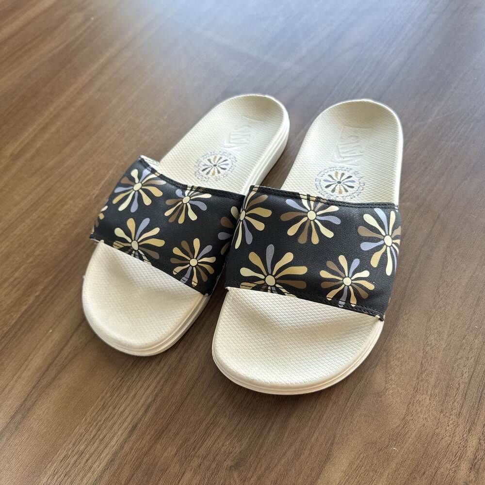 VANS La Costa Slide Floral Beige Synthetic Nubuck Sandals Women Size VN0A5HFEBBG